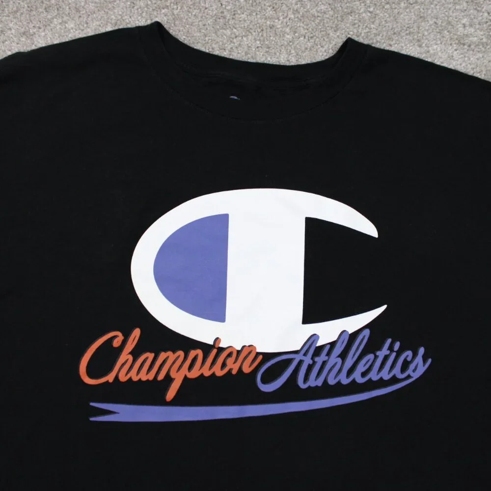 Champion Athletics Shirt Mens 2XB XXL-Big‎ Black Cotton Short Sleeve Pullover - Picture 5 of 12